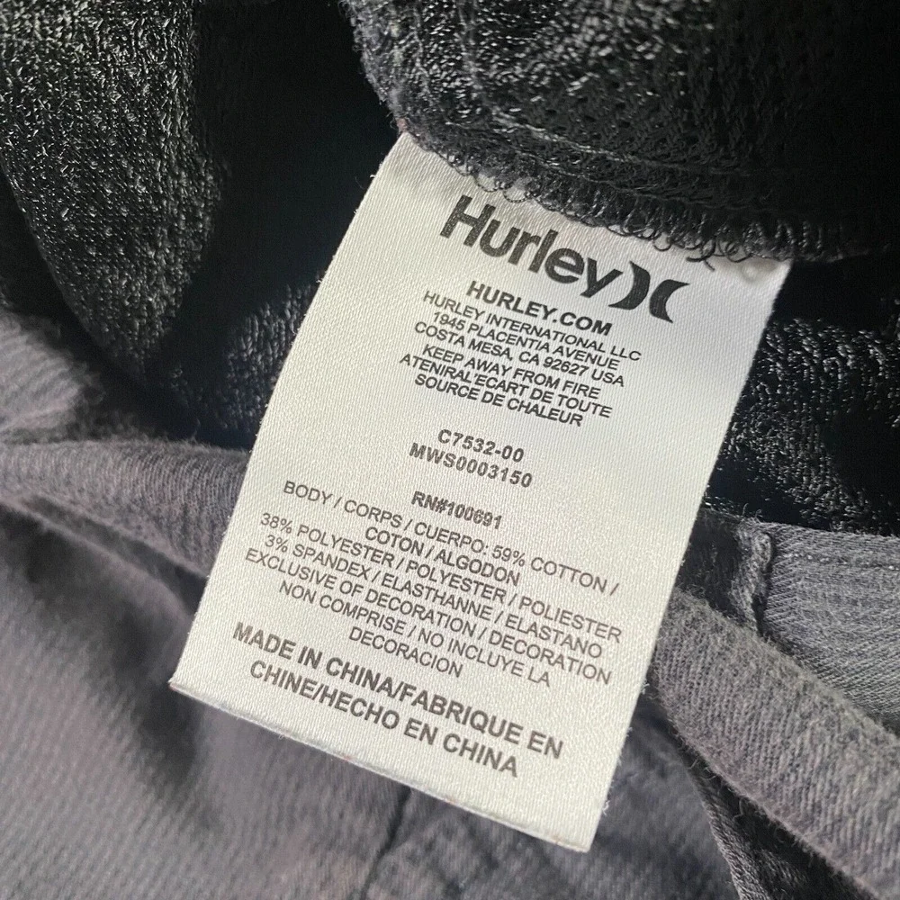 Hurley Hybrid Shorts Mens Size 30 Waist Gray Black Striped Lightweight Quick Dry